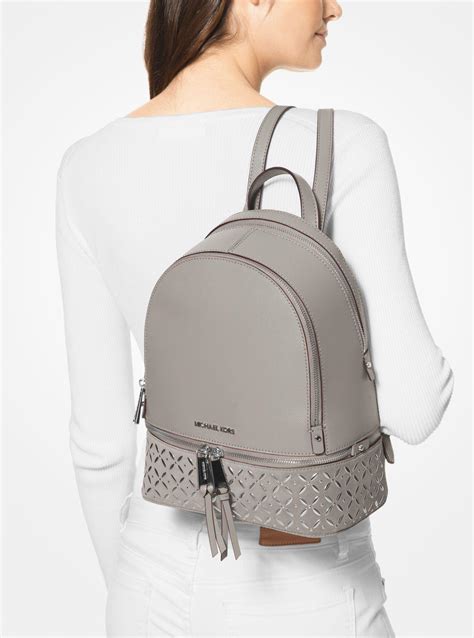 michael michael kors rhea medium embellished leather backpack|signature rhea zip medium backpack.